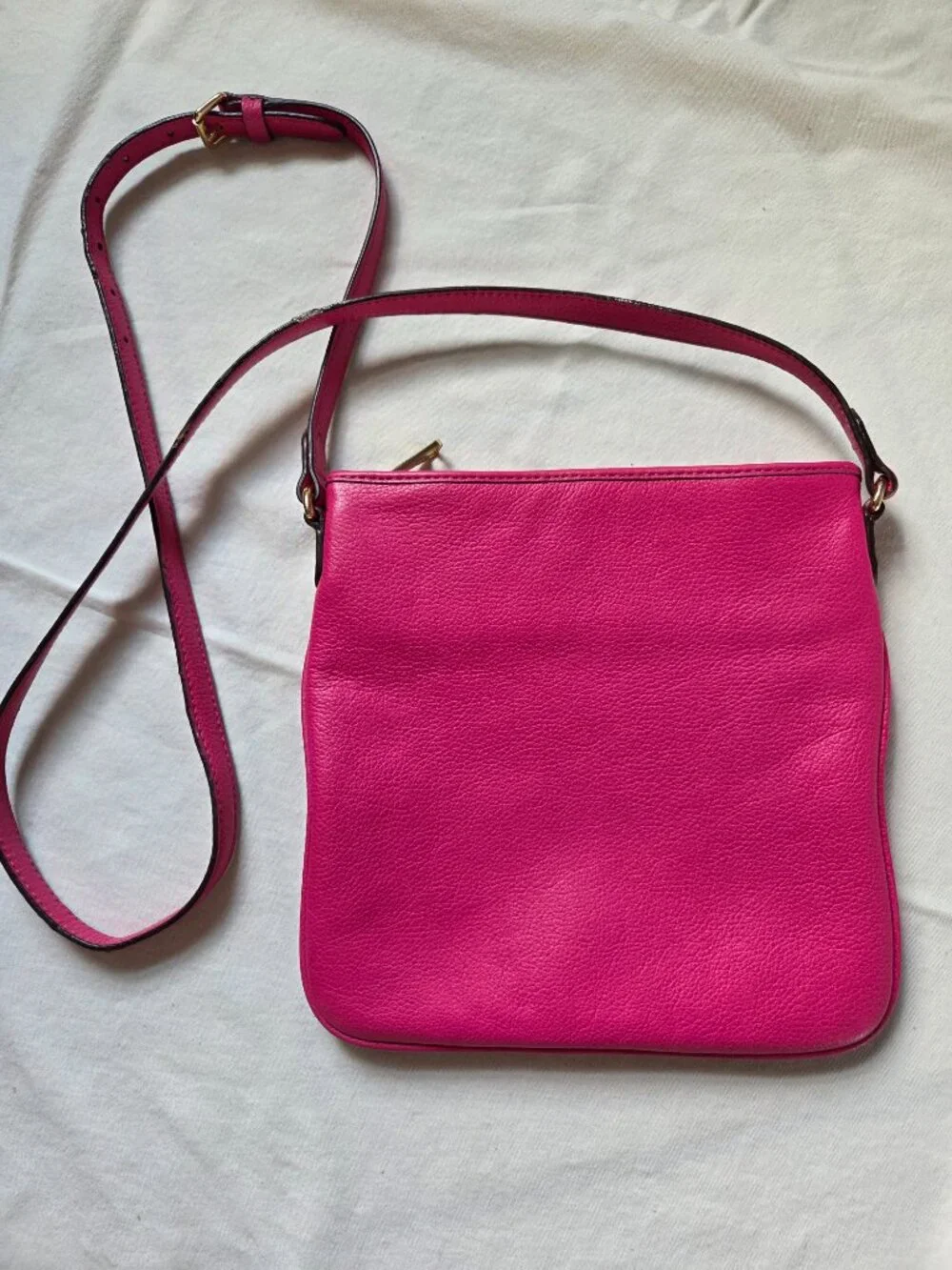 Ralph Lauren hot pink leather crossbody shoulder strap purse
